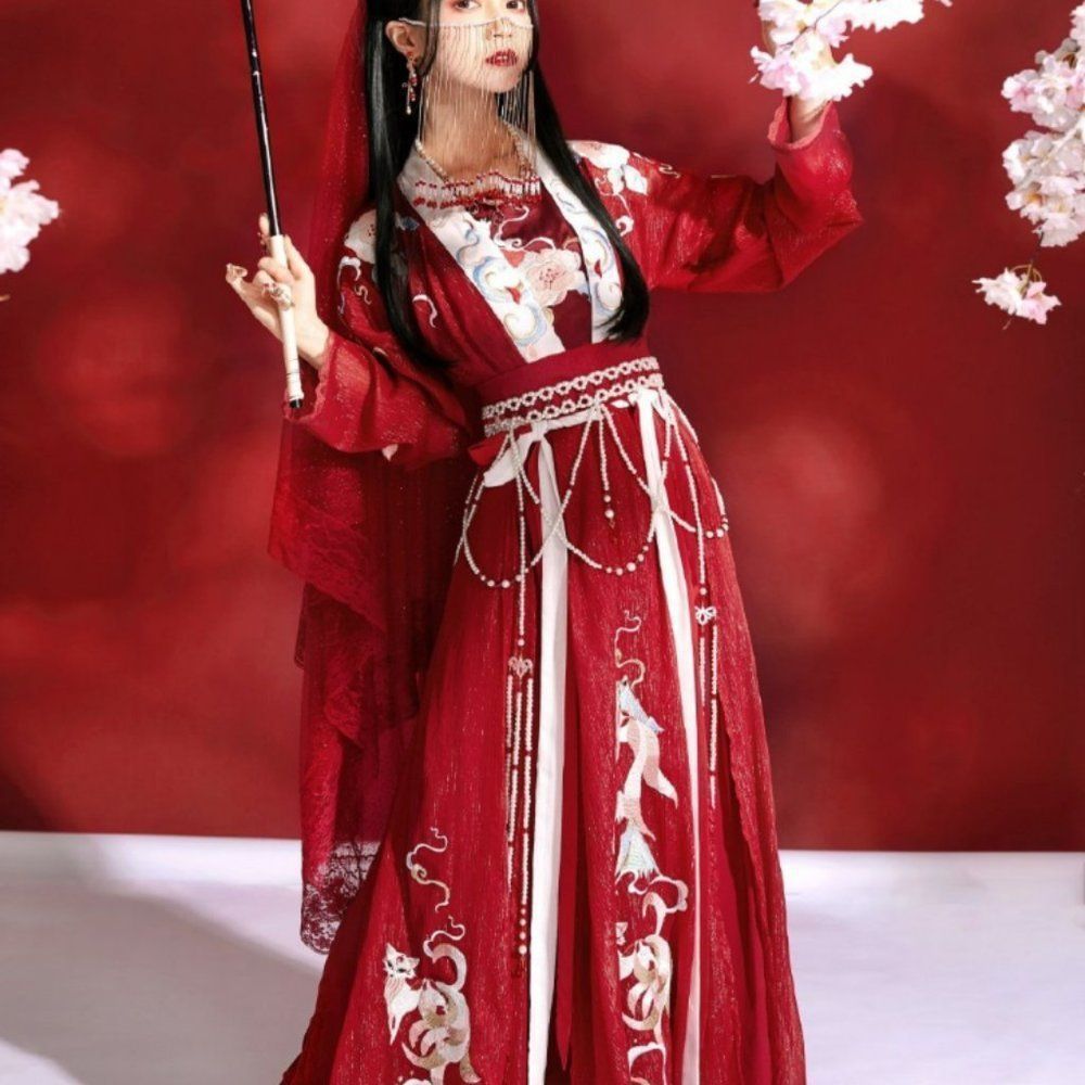 Foxy Charm Hanfu | Embroidered Prom Dress Gown #216